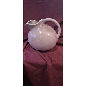 Vntg Pottery Made in USA Dusty Pink Rose Handle Ball Ceramic Pitcher Kitchenware